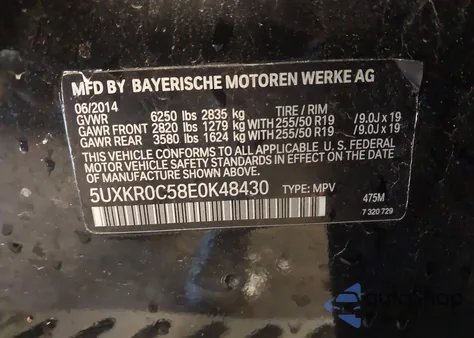 2014 BMW X5 xDrive35I from USA, damaged, VIN 5UXKR0C58E0K48430